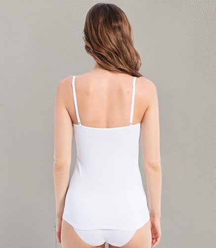 Comfneat Women's 4-Pack Slim-Fit Camisoles Adjustable Spaghetti Strap Cotton Top Undershirt