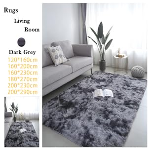 GJWLaie Rugs Living Room Grey Area Rugs for Bedroom Anti Silp Soft Shaggy Tie-Dye Plush Fluffy Living Room Rug Indoor Home Kidsroom Decor Carpet(Grey 120 * 160cm)