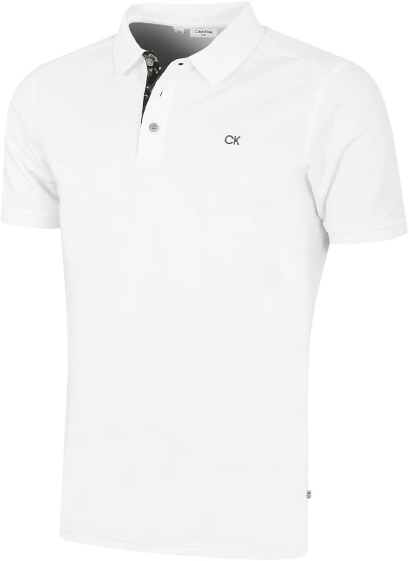 Calvin Klein Mens 2025 Campus 3 Button Ribbed Collar Golf Polo Shirt