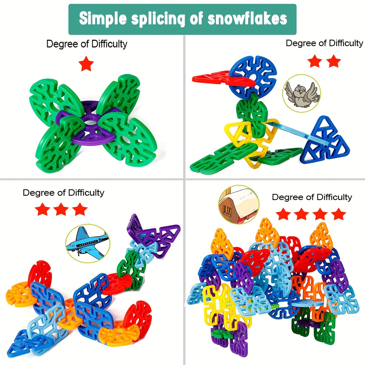 98pcs Snowflake Building Blocks Kit | Educational Puzzle for Kids