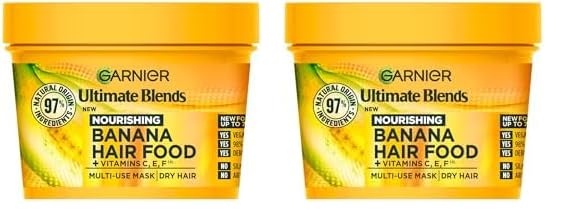 Garnier Hair Food Multi-use Hair Treatment Mask, Nourishes and Conditions, Ideal for Dry Hair, No Silicones, Vegan Formula, Banana, Ultimate Blends, 400ml