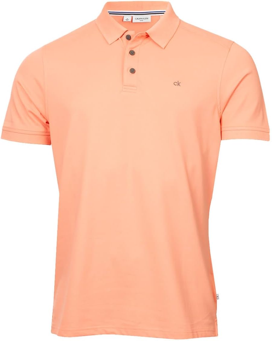 Calvin Klein Mens 2025 Campus 3 Button Ribbed Collar Golf Polo Shirt