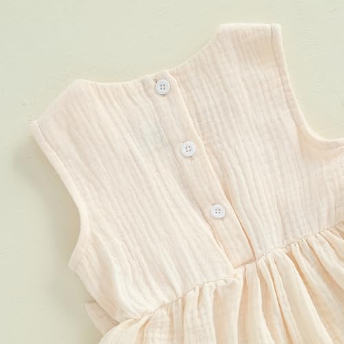 YILEEGOO Toddler Baby Girl Summer Outfits Cotton Baby Clothes Ribbed Sleeveless Bow Ruffled Tank Vest Shirt Tops with Shorts Set