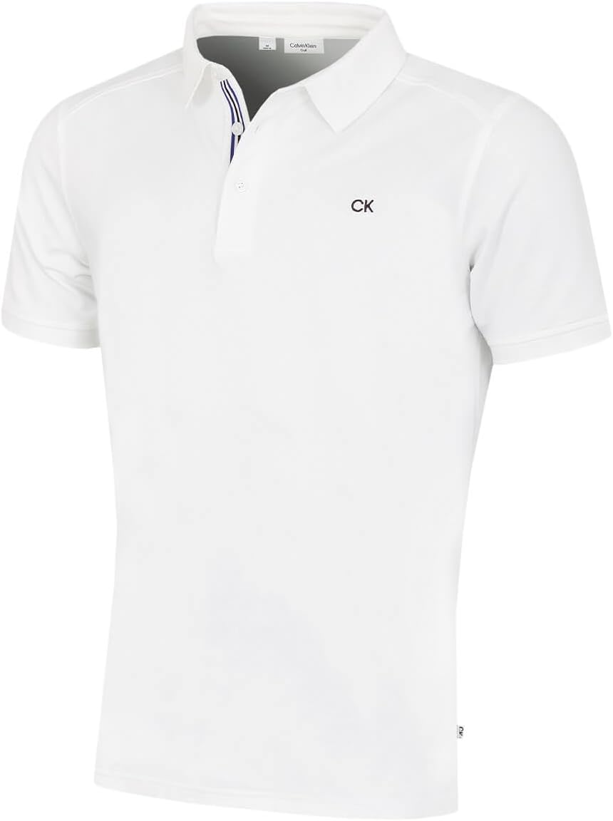 Calvin Klein Mens 2025 Campus 3 Button Ribbed Collar Golf Polo Shirt
