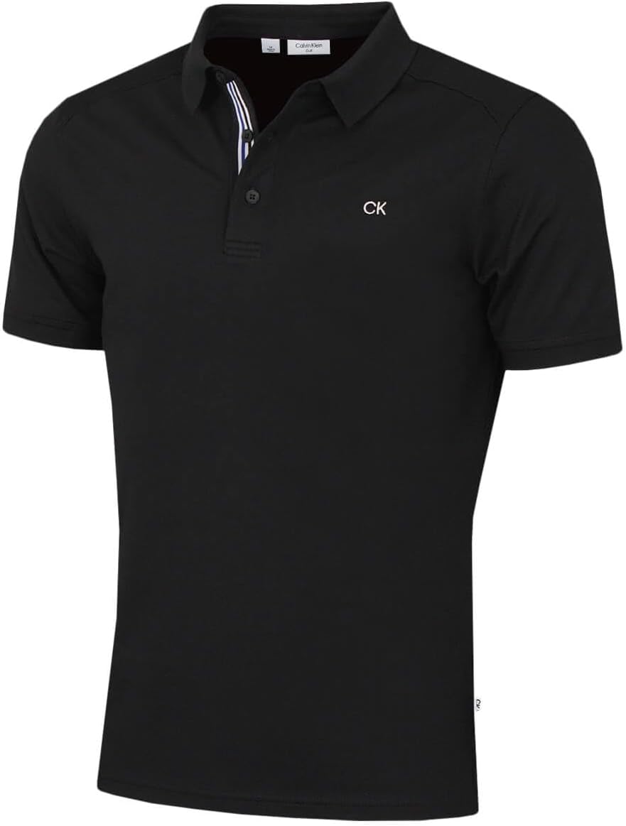 Calvin Klein Mens 2025 Campus 3 Button Ribbed Collar Golf Polo Shirt