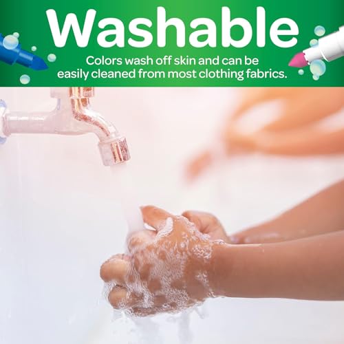 CRAYOLA SuperTips Washable Markers - Assorted Colours (Pack of 24) | Premium Felt Tip Pens That Can Easily Wash Off Skin & Clothing | Ideal for Kids Aged 3+