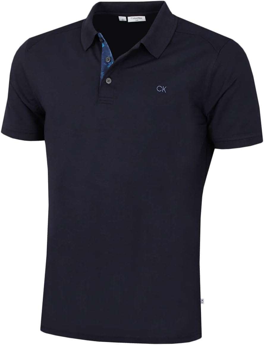 Calvin Klein Mens 2025 Campus 3 Button Ribbed Collar Golf Polo Shirt