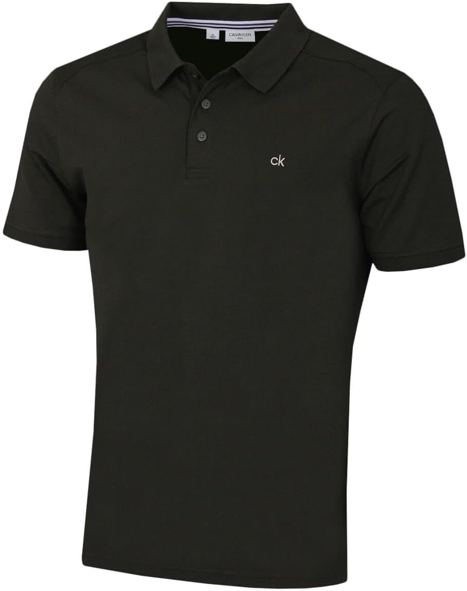 Calvin Klein Mens 2025 Campus 3 Button Ribbed Collar Golf Polo Shirt