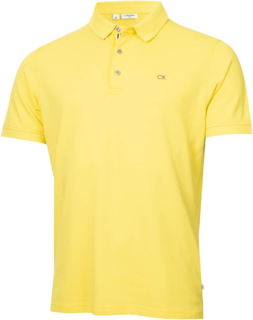 Calvin Klein Mens 2025 Campus 3 Button Ribbed Collar Golf Polo Shirt