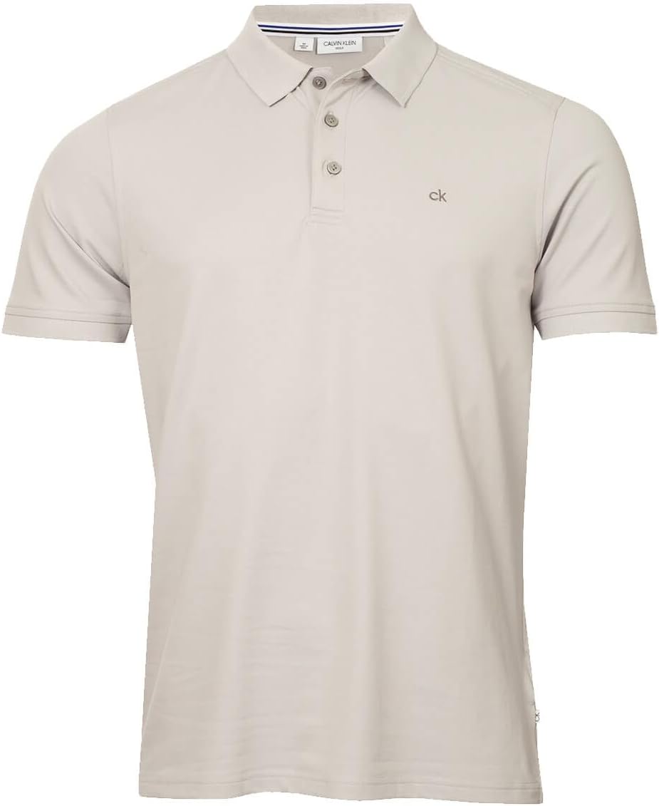 Calvin Klein Mens 2025 Campus 3 Button Ribbed Collar Golf Polo Shirt