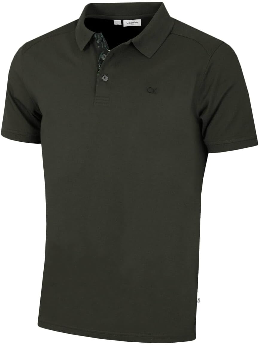 Calvin Klein Mens 2025 Campus 3 Button Ribbed Collar Golf Polo Shirt