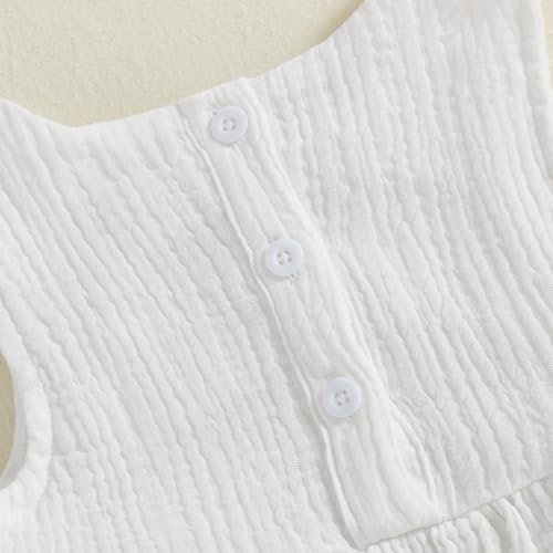 YILEEGOO Toddler Baby Girl Summer Outfits Cotton Baby Clothes Ribbed Sleeveless Bow Ruffled Tank Vest Shirt Tops with Shorts Set