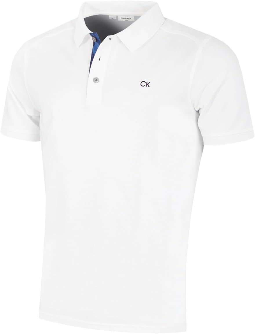 Calvin Klein Mens 2025 Campus 3 Button Ribbed Collar Golf Polo Shirt