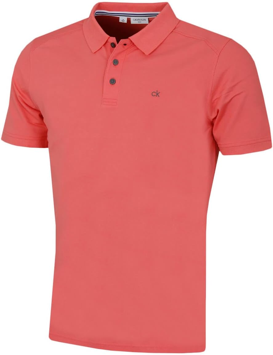 Calvin Klein Mens 2025 Campus 3 Button Ribbed Collar Golf Polo Shirt