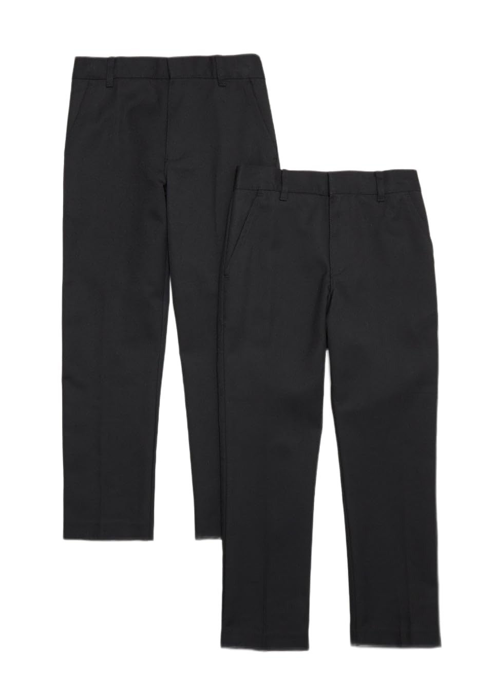 2PK Boys Slim Fit School Trousers Adjustable Waist Black Grey 2-18 Years