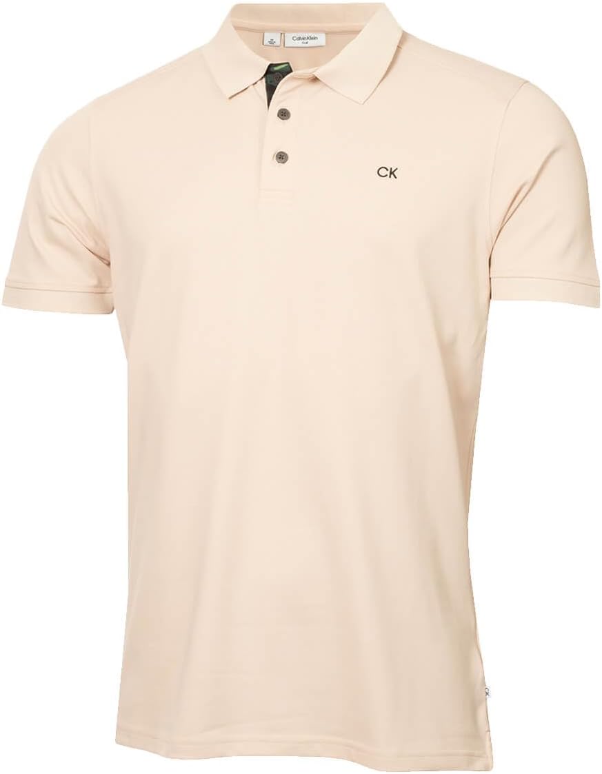 Calvin Klein Mens 2025 Campus 3 Button Ribbed Collar Golf Polo Shirt