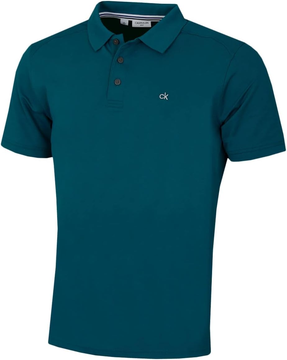 Calvin Klein Mens 2025 Campus 3 Button Ribbed Collar Golf Polo Shirt