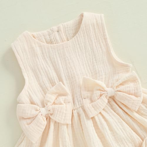 YILEEGOO Toddler Baby Girl Summer Outfits Cotton Baby Clothes Ribbed Sleeveless Bow Ruffled Tank Vest Shirt Tops with Shorts Set