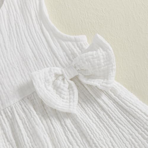 YILEEGOO Toddler Baby Girl Summer Outfits Cotton Baby Clothes Ribbed Sleeveless Bow Ruffled Tank Vest Shirt Tops with Shorts Set