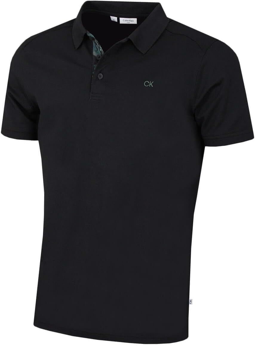 Calvin Klein Mens 2025 Campus 3 Button Ribbed Collar Golf Polo Shirt