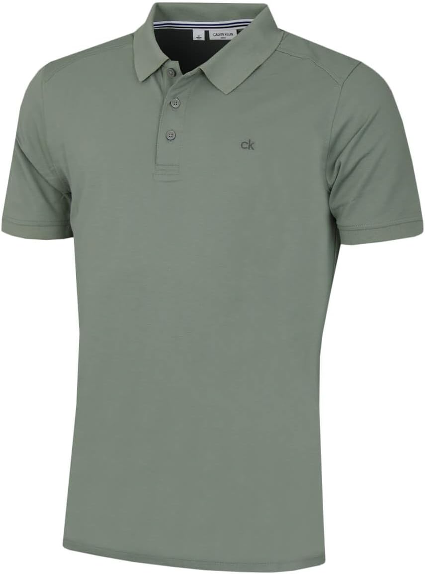 Calvin Klein Mens 2025 Campus 3 Button Ribbed Collar Golf Polo Shirt
