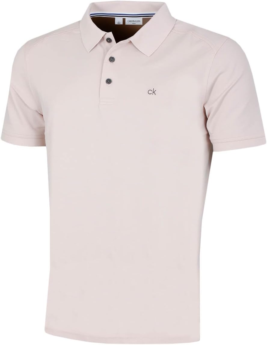Calvin Klein Mens 2025 Campus 3 Button Ribbed Collar Golf Polo Shirt