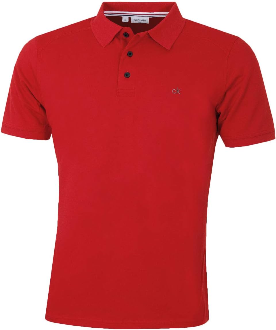 Calvin Klein Mens 2025 Campus 3 Button Ribbed Collar Golf Polo Shirt