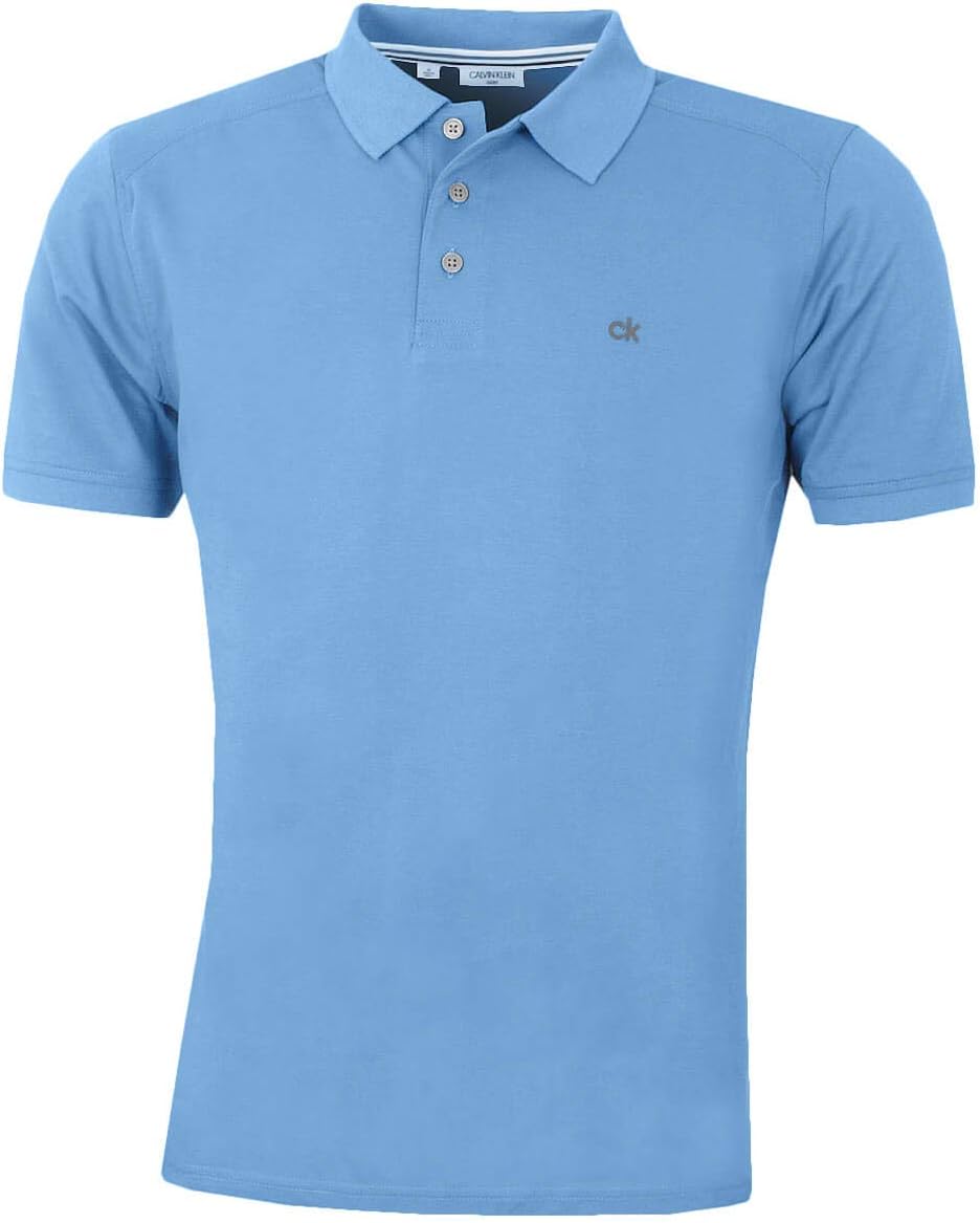 Calvin Klein Mens 2025 Campus 3 Button Ribbed Collar Golf Polo Shirt