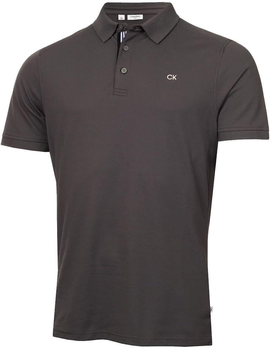 Calvin Klein Mens 2025 Campus 3 Button Ribbed Collar Golf Polo Shirt