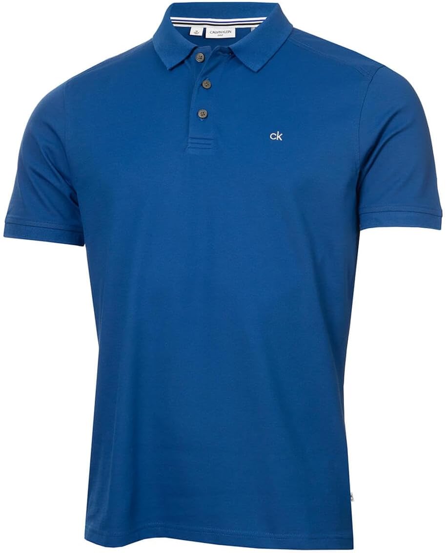 Calvin Klein Mens 2025 Campus 3 Button Ribbed Collar Golf Polo Shirt