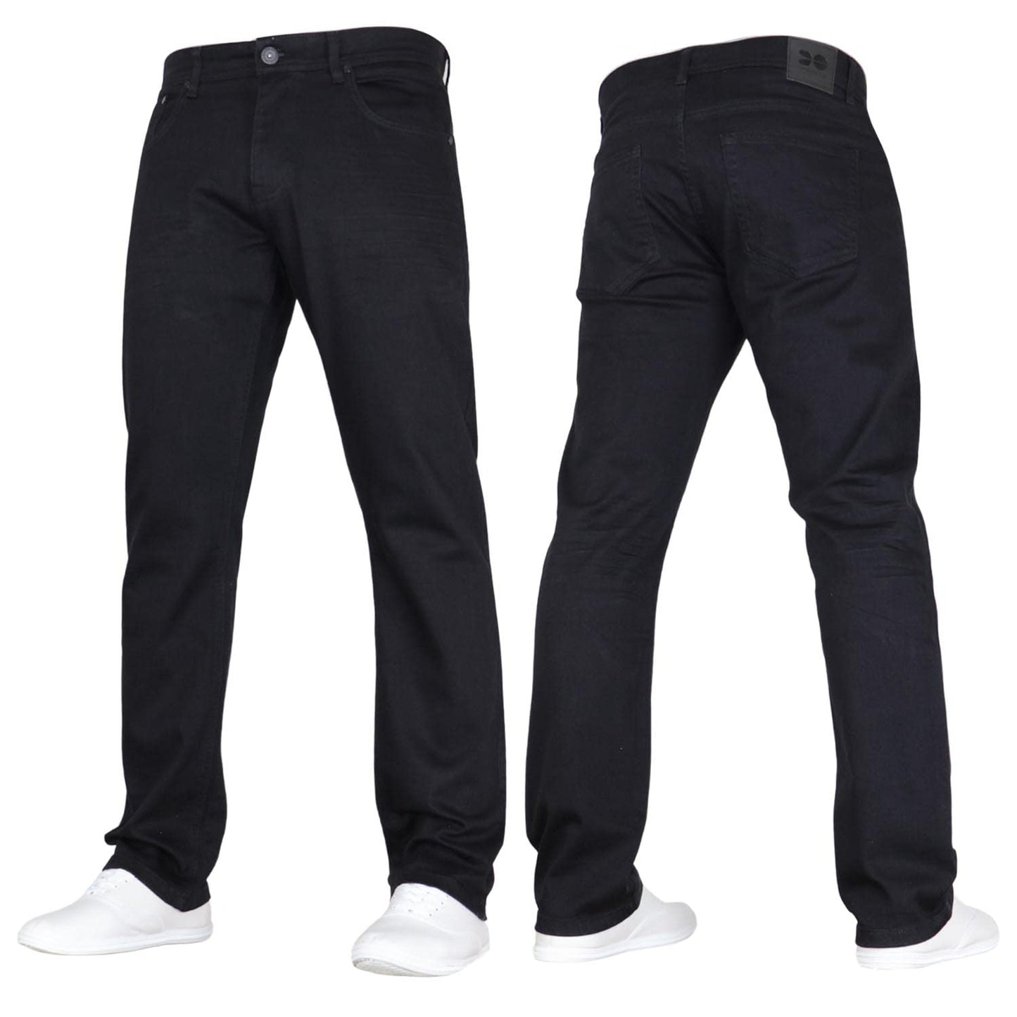 Crosshatch Mens Stretch Straight Leg Classic Regular Fit Basic Denim Jeans, 5 Pocket, Zipper, Solid, 30, 32 or 34 inches
