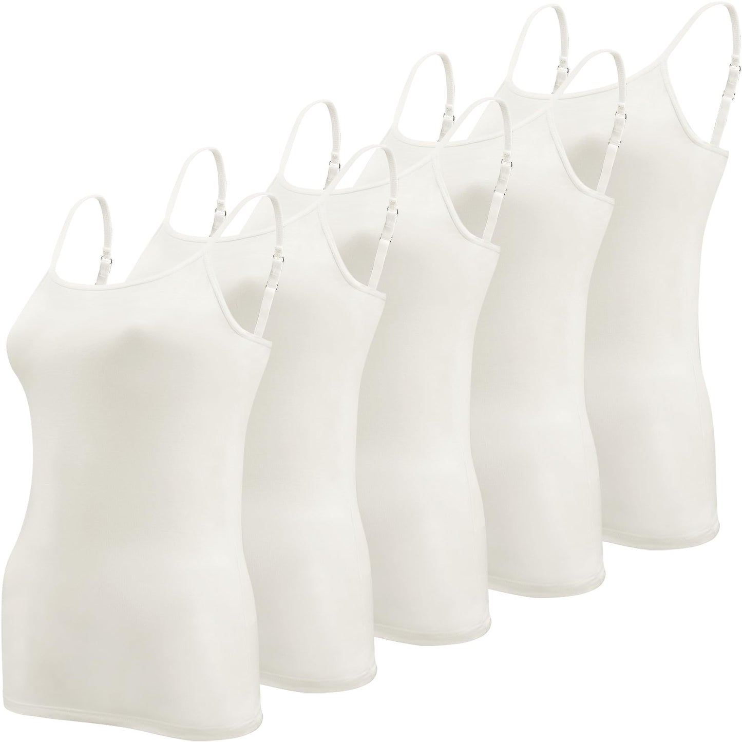 BQTQ 5 Pieces Basic Camisole Adjustable Strap Vest Top for Women and Girl