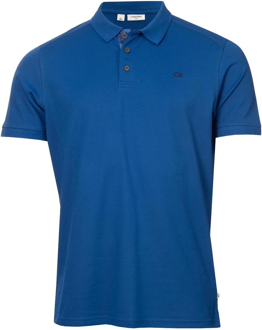 Calvin Klein Mens 2025 Campus 3 Button Ribbed Collar Golf Polo Shirt