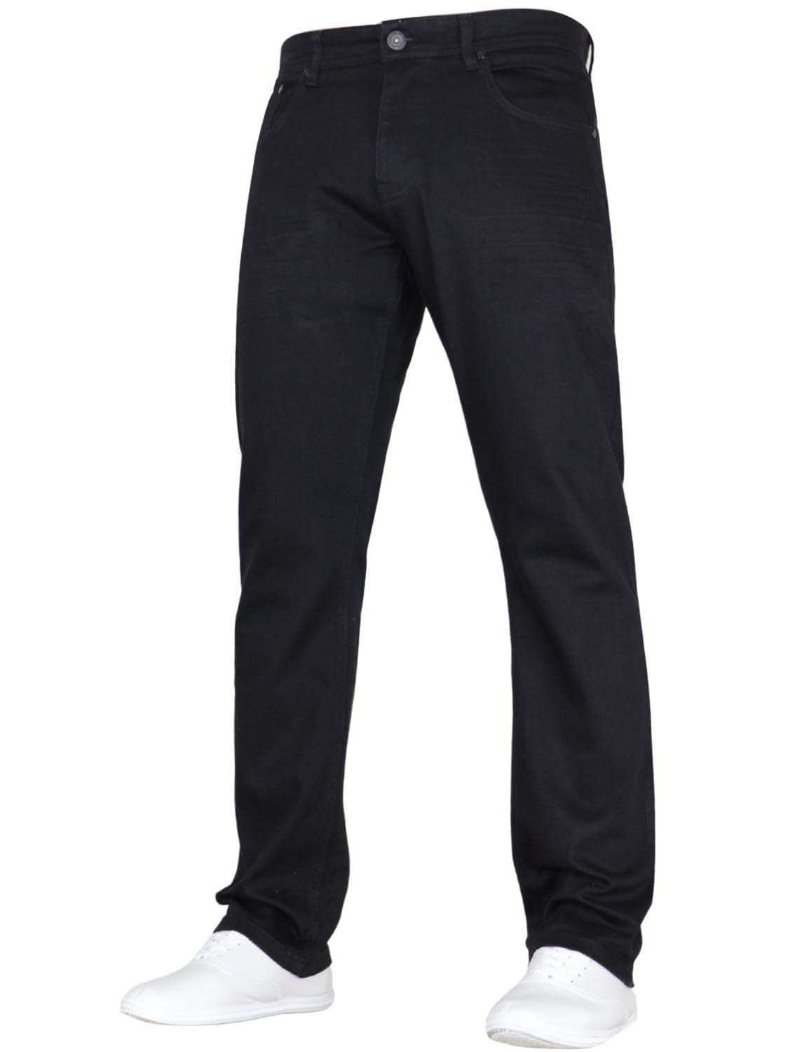 Crosshatch Mens Stretch Straight Leg Classic Regular Fit Basic Denim Jeans, 5 Pocket, Zipper, Solid, 30, 32 or 34 inches