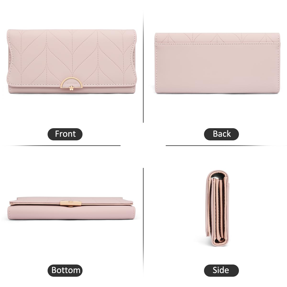 Long Purse for Women PU Leather, Large Capacity PU Leather Women's Wallet Wallet for Women with Multiple Card Slots and Coin Zipper Pocket Ladies Purse Clutch Holder Large Capacity Card Holder (Pink)