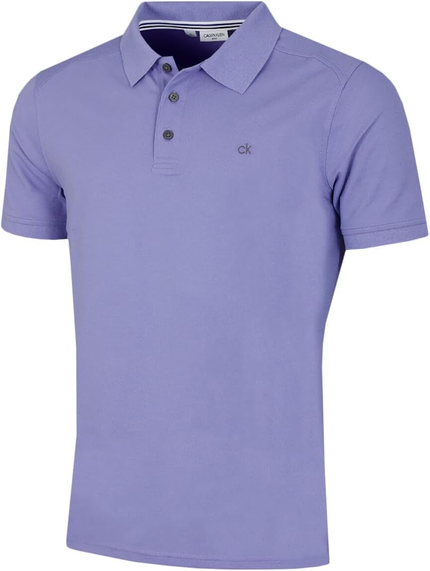 Calvin Klein Mens 2025 Campus 3 Button Ribbed Collar Golf Polo Shirt