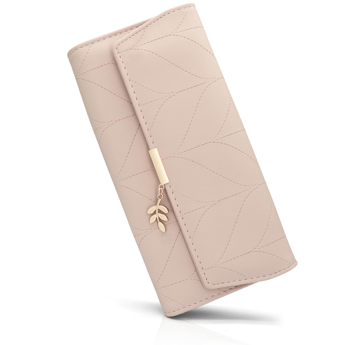 Long Purse for Women PU Leather, Large Capacity PU Leather Women's Wallet Wallet for Women with Multiple Card Slots and Coin Zipper Pocket Ladies Purse Clutch Holder Large Capacity Card Holder (Pink)