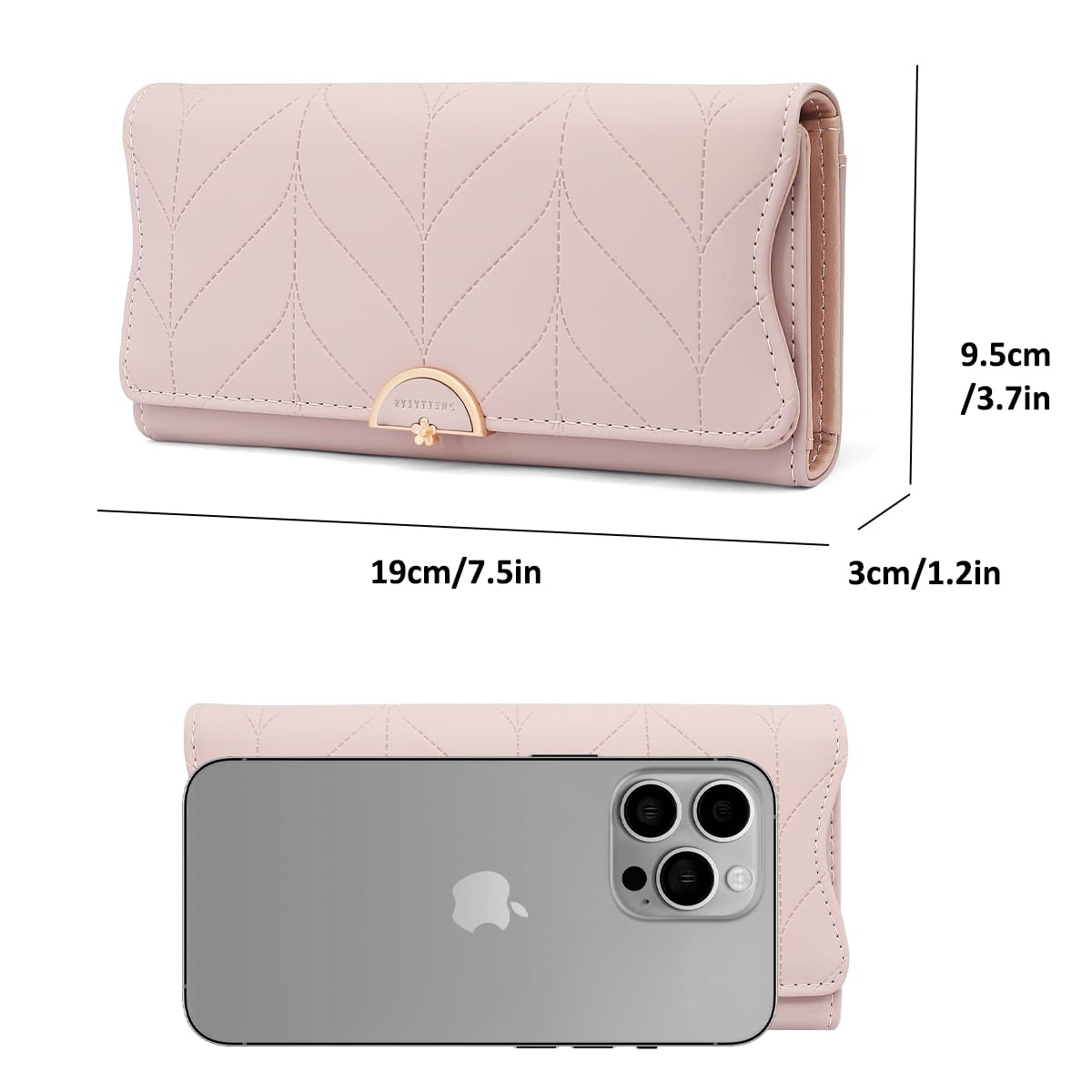 Long Purse for Women PU Leather, Large Capacity PU Leather Women's Wallet Wallet for Women with Multiple Card Slots and Coin Zipper Pocket Ladies Purse Clutch Holder Large Capacity Card Holder (Pink)