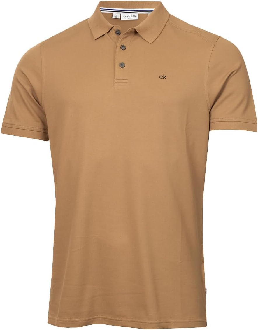Calvin Klein Mens 2025 Campus 3 Button Ribbed Collar Golf Polo Shirt