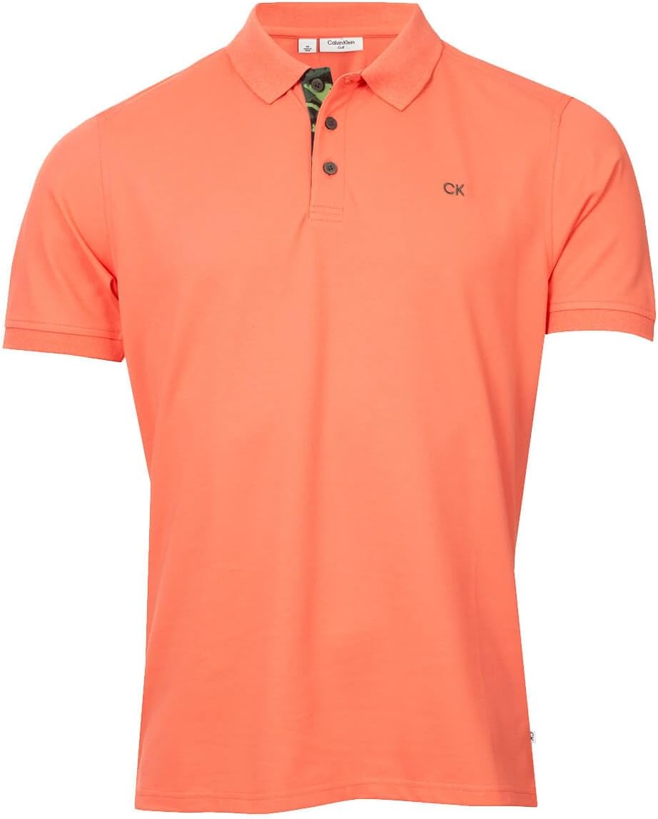 Calvin Klein Mens 2025 Campus 3 Button Ribbed Collar Golf Polo Shirt