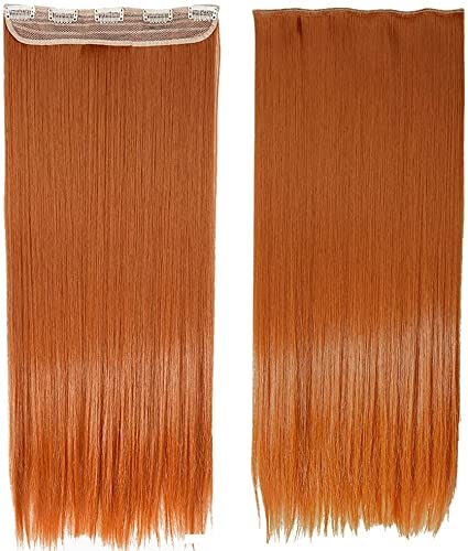 24 Inch One Piece Hair Extensions Clip In Curly Hairpieces Wavy 5 Clips - Dark Brown(60cm-120g)