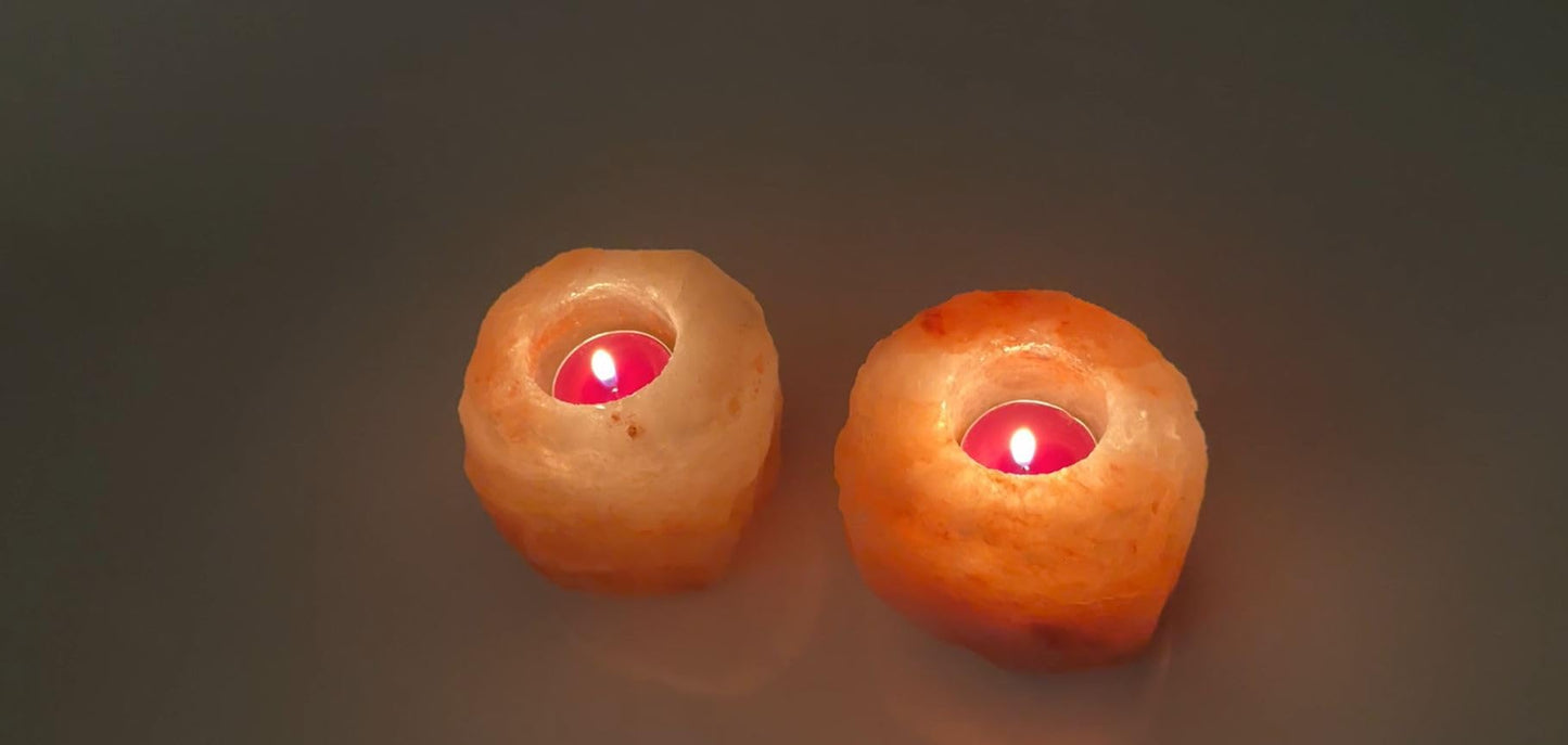 Amazing Health Wellness Natural Himalayan Salt Tealight Holders Chunky (2)