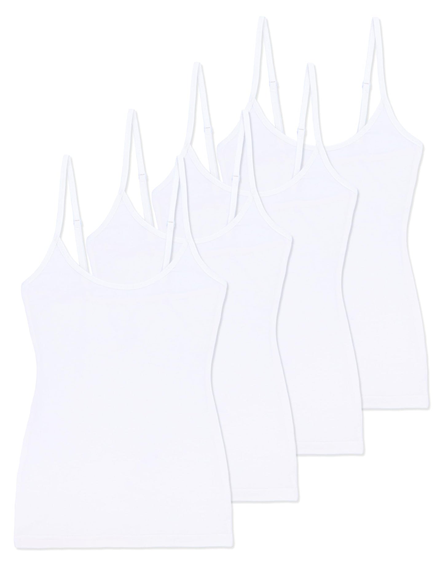 Comfneat Women's 4-Pack Slim-Fit Camisoles Adjustable Spaghetti Strap Cotton Top Undershirt