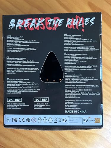 AnanBros Scary LED Halloween Mask, Light up Mask Cosplay, LED Rave Face Mask Costume 3 Lighting Modes, Halloween Face Masks for Men Women Kids