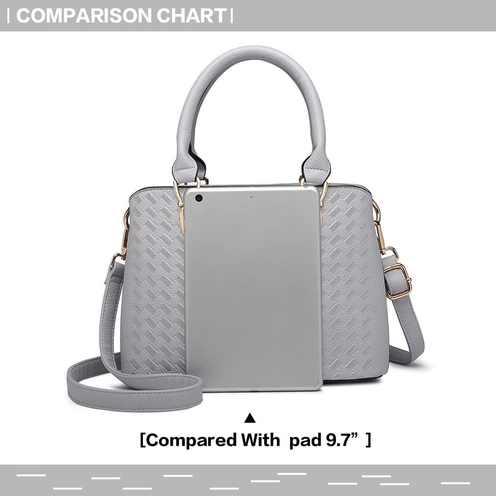 Miss Lulu Handbag for Women, Woven and Chevron Pattern, M Logo on The Front, Top Handle or Shoulder Bag