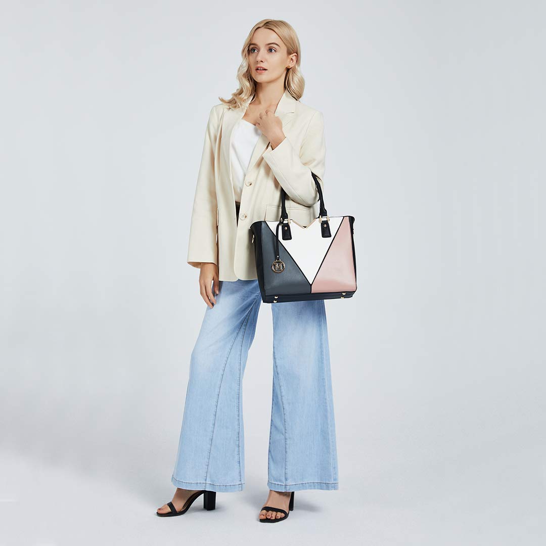 Miss Lulu Handbags for Women Look V-Shape Shoulder Handbag Lightweight Medium Tote Bag PU Leather