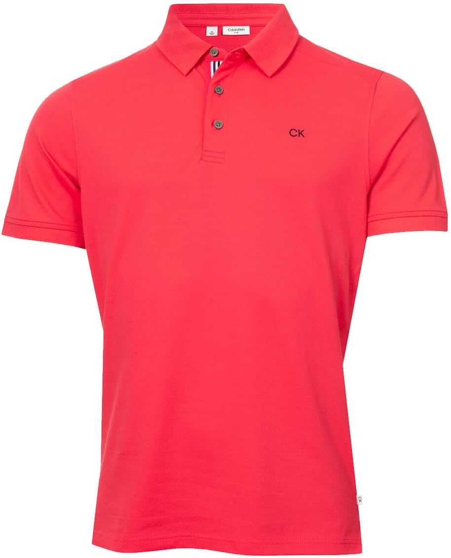 Calvin Klein Mens 2025 Campus 3 Button Ribbed Collar Golf Polo Shirt