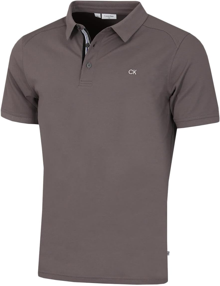Calvin Klein Mens 2025 Campus 3 Button Ribbed Collar Golf Polo Shirt