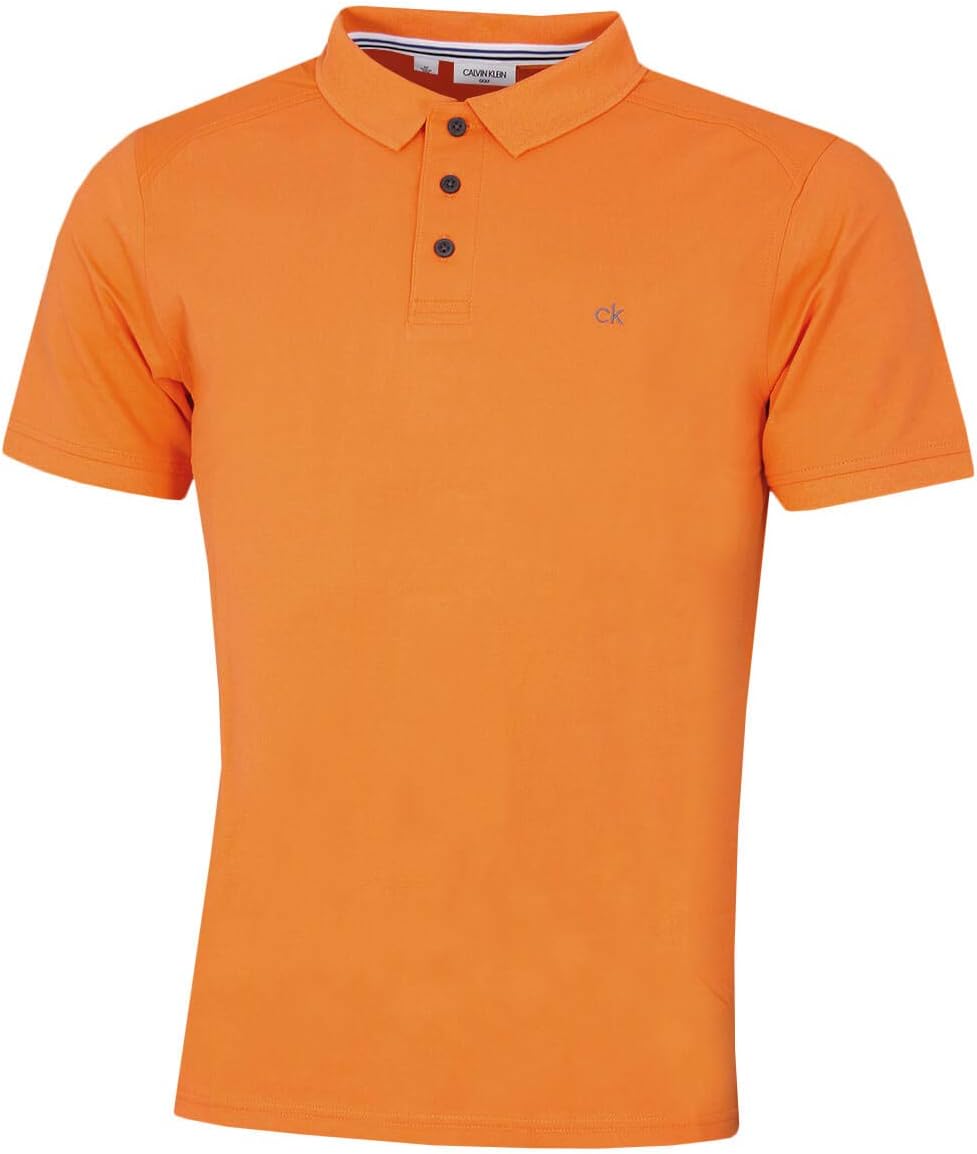 Calvin Klein Mens 2025 Campus 3 Button Ribbed Collar Golf Polo Shirt