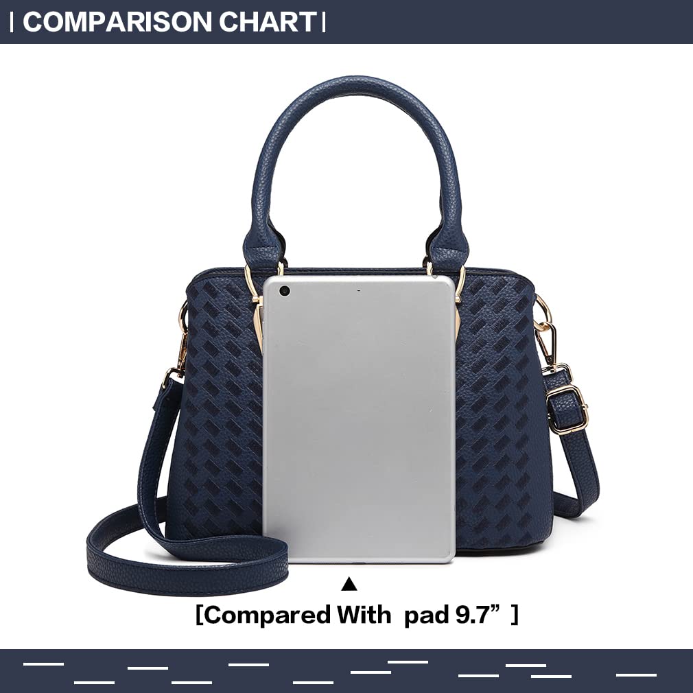 Miss Lulu Handbag for Women, Woven and Chevron Pattern, M Logo on The Front, Top Handle or Shoulder Bag